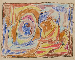 Adolf Hoelzel  Komposition Blau Orange Gelb Rot Wandbild